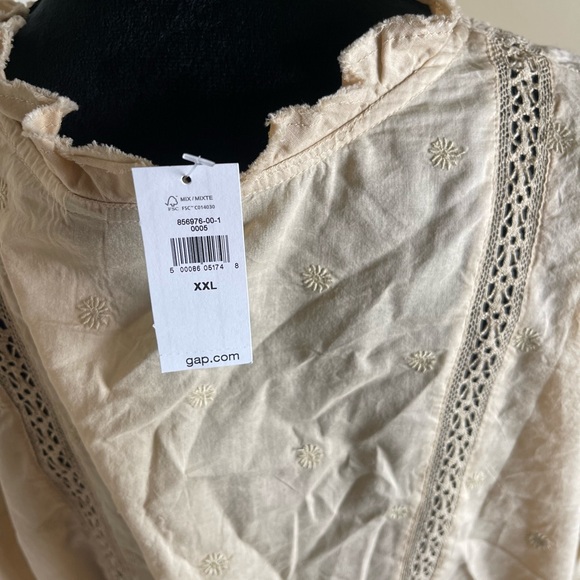 Gap Cream/Tan Embroidered Blouse Size XXL NWT - Picture 4 of 9